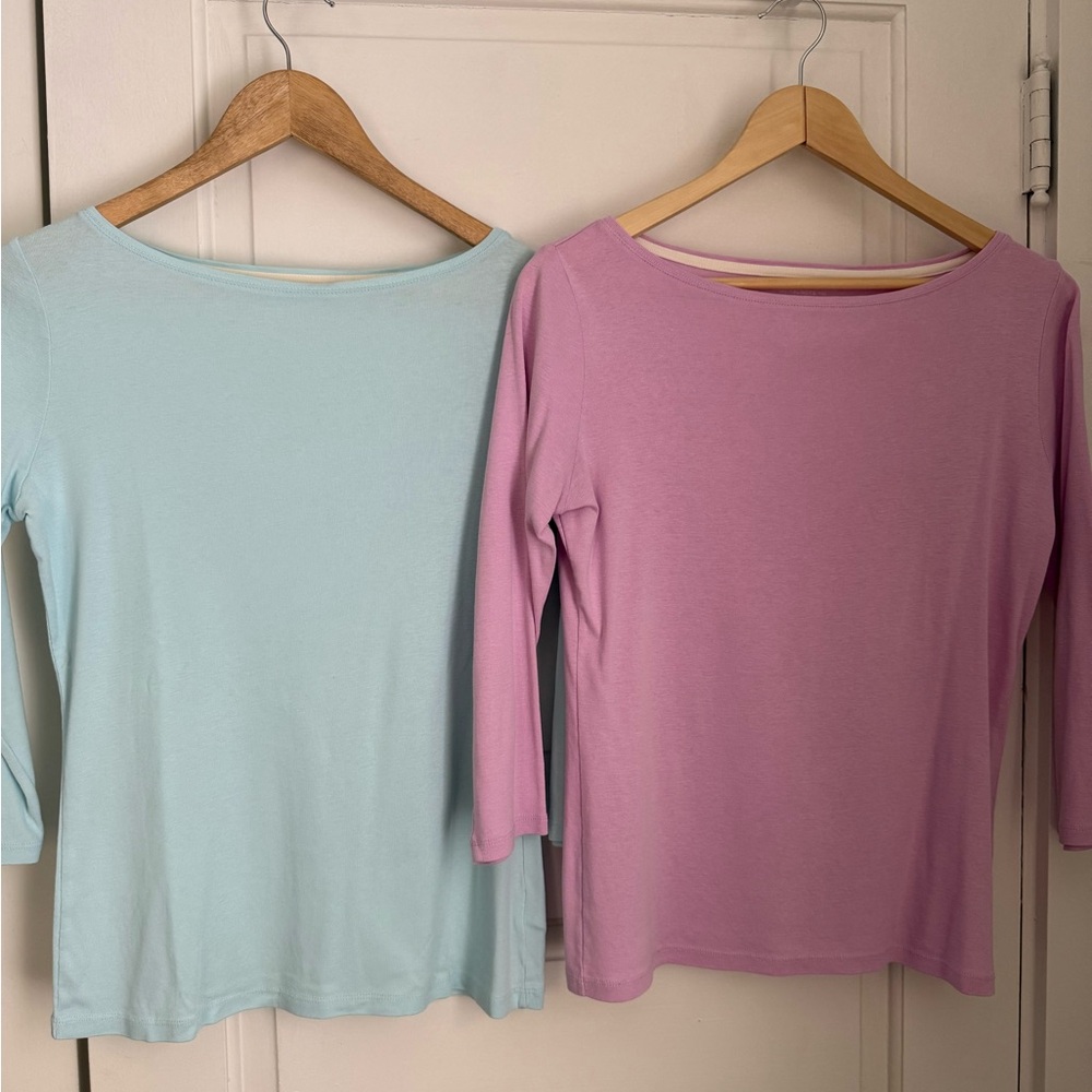 Talbots Light Blue and Pink 3/4 sleeve tees